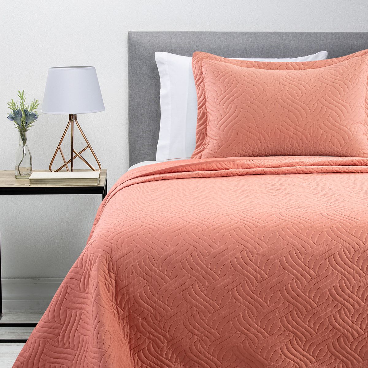 ZAHR - Cubrecama Liso Coral 1 plaza