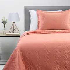 ZAHR - Cubrecama Liso Coral 1 plaza