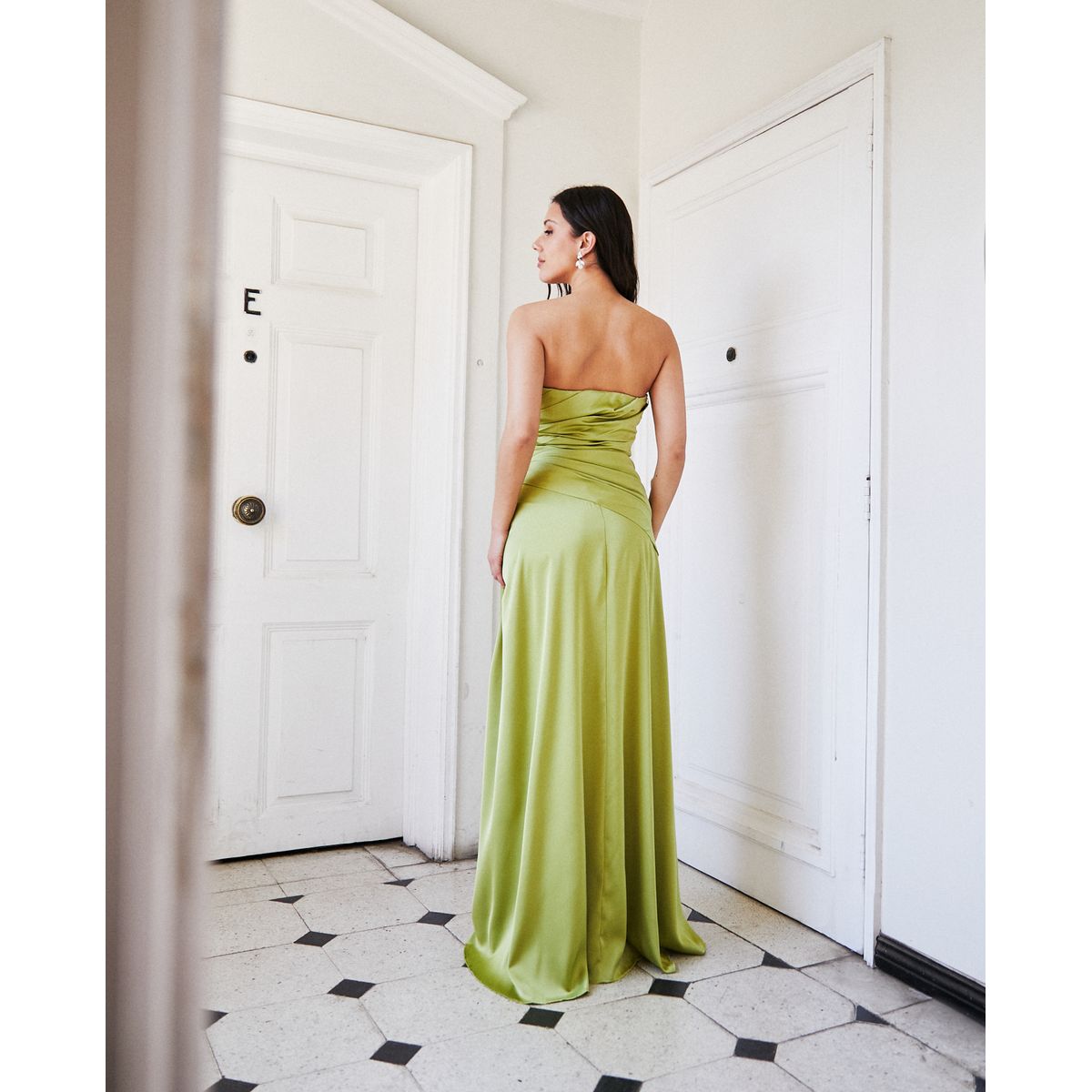 MI PLACARD - Vestido Largo de Fiesta Rafaella Verde Limón