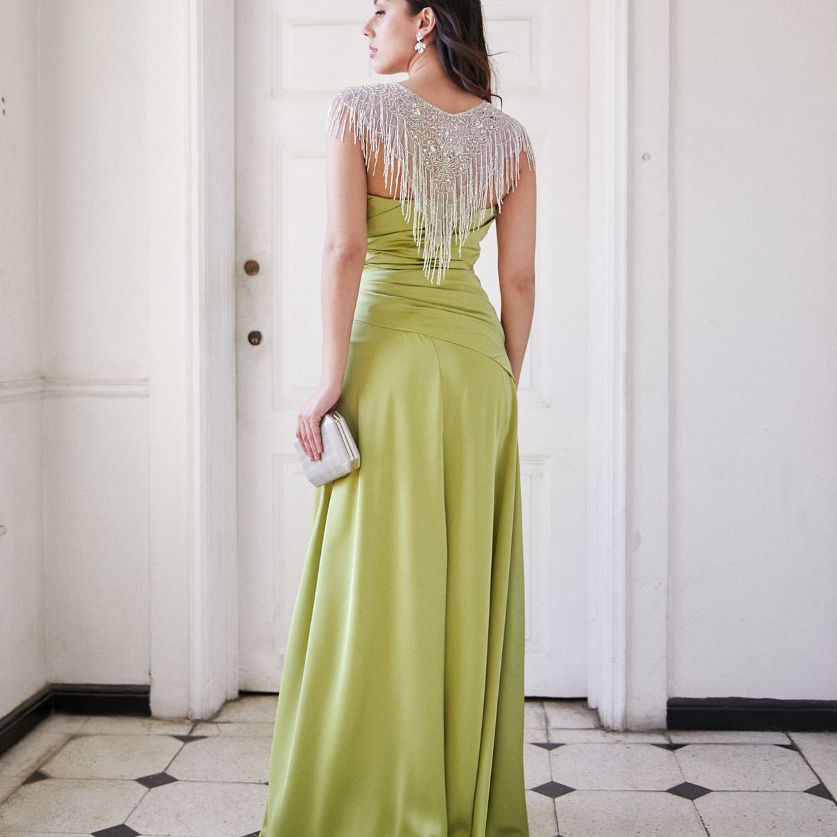 MI PLACARD - Vestido Largo de Fiesta Rafaella Verde Limón