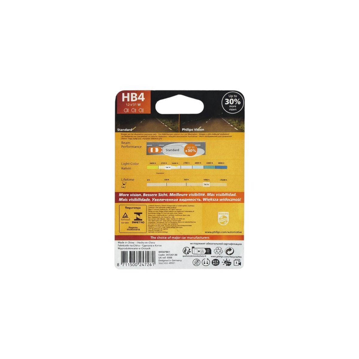 PHILIPS - Ampolleta Halogena Vision HB4 12V 51W