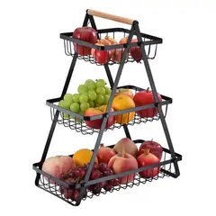 GENERICO - Frutera Cesta Organizador Multiusos 3 Niveles