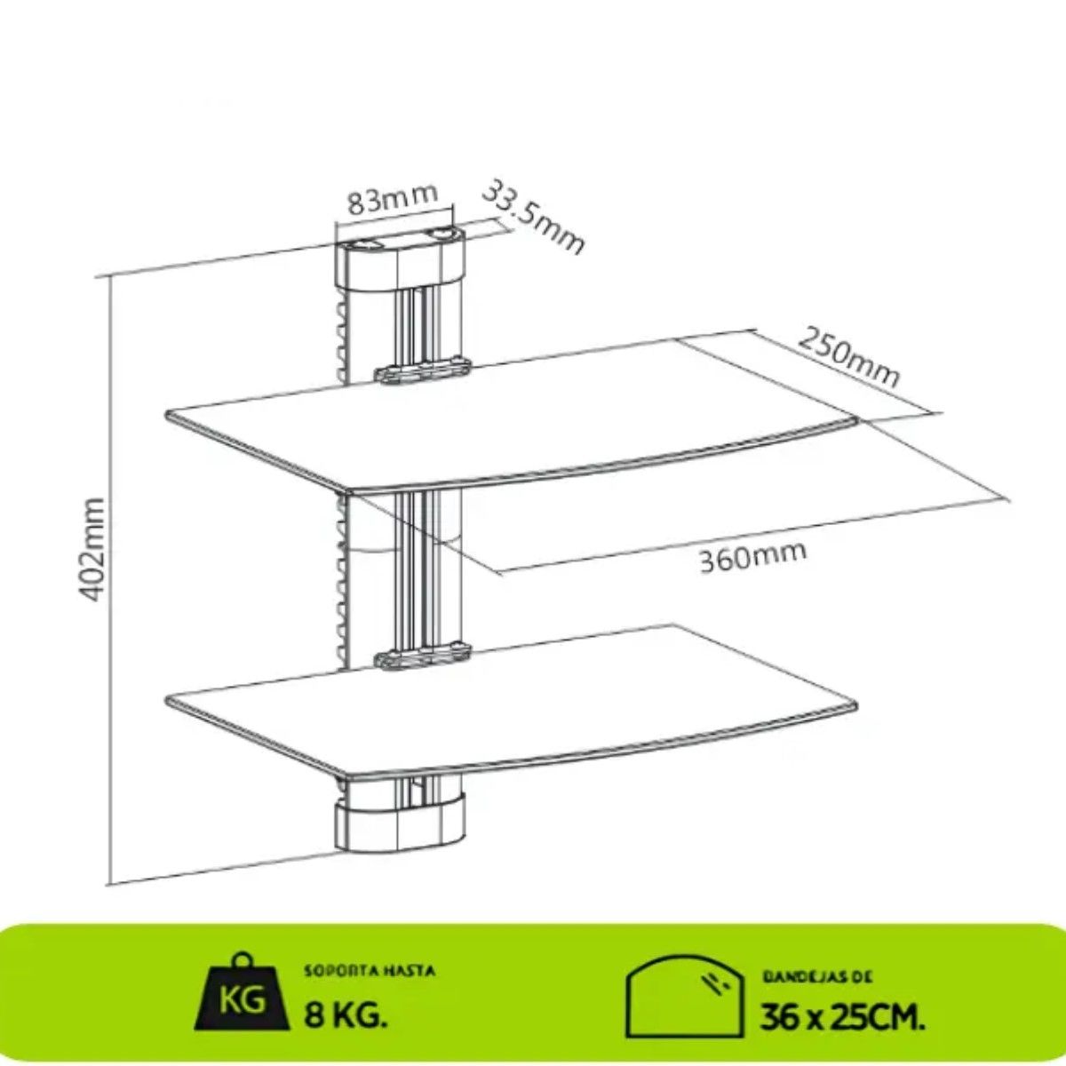 GENERICO - Soporte Flotante 2 Bandeja Equipos Audio-video-wifi BELUG