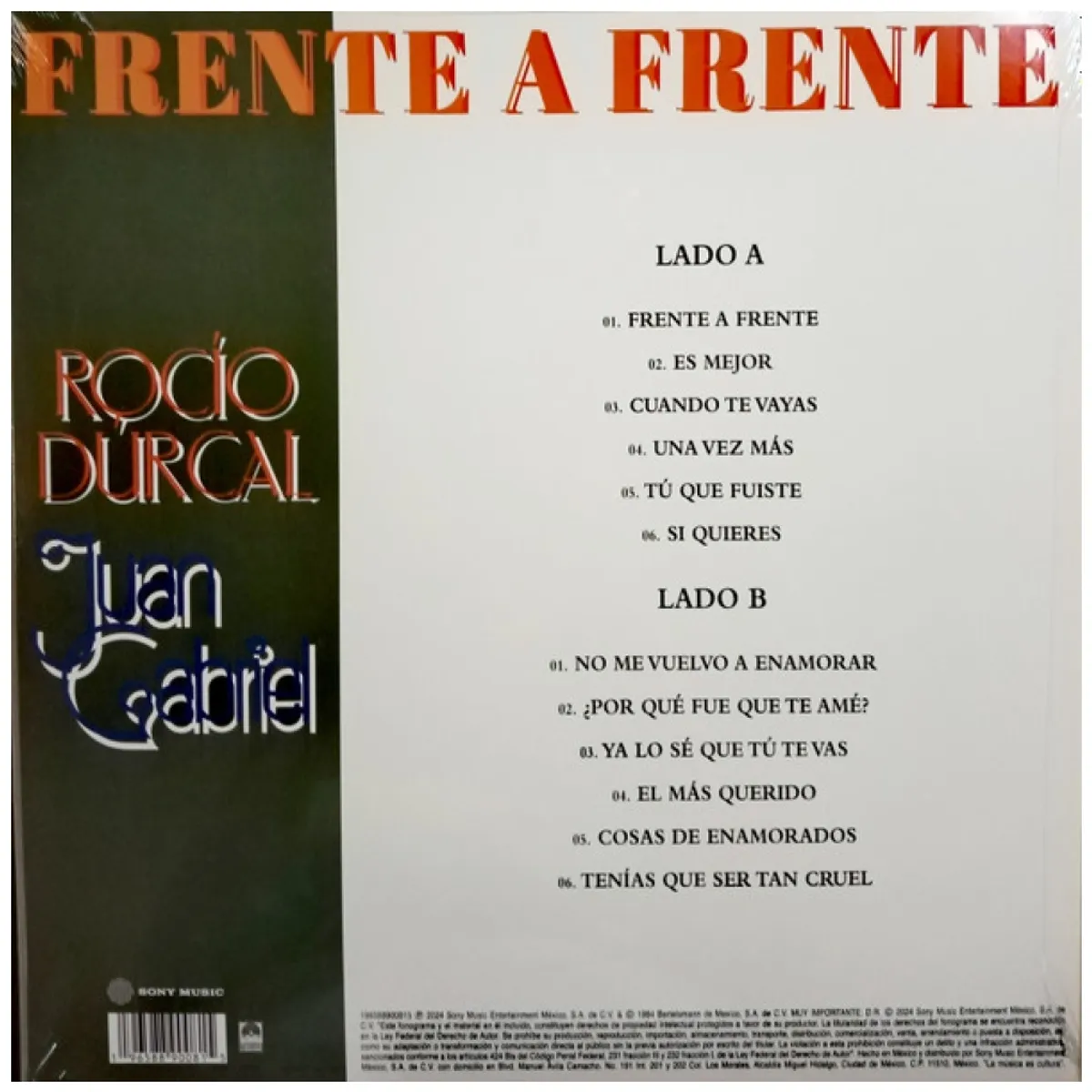 HITWAY MUSIC - ROCIO DURCAL Y JUAN GABRIEL - FRENTE A FRENTE - VINILO