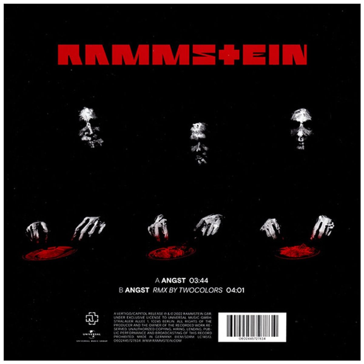 HITWAY MUSIC - RAMMSTEIN - ANGST RED VINYL - 7
