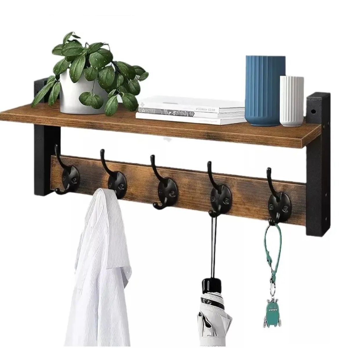 GENERICO - Repisa Perchero Estante De Pared Estantería Flotante Madera BELUG