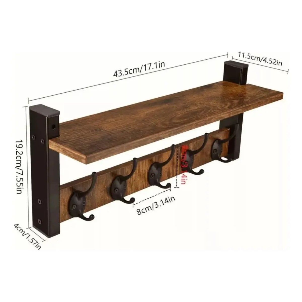 GENERICO - Repisa Perchero Estante De Pared Estantería Flotante Madera BELUG