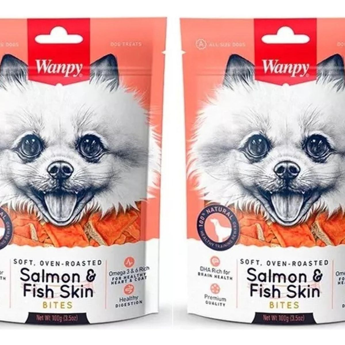 SNAK - X2 Snack Para Perros Wanpy Bocados De Salmón 100g C/u - Coral