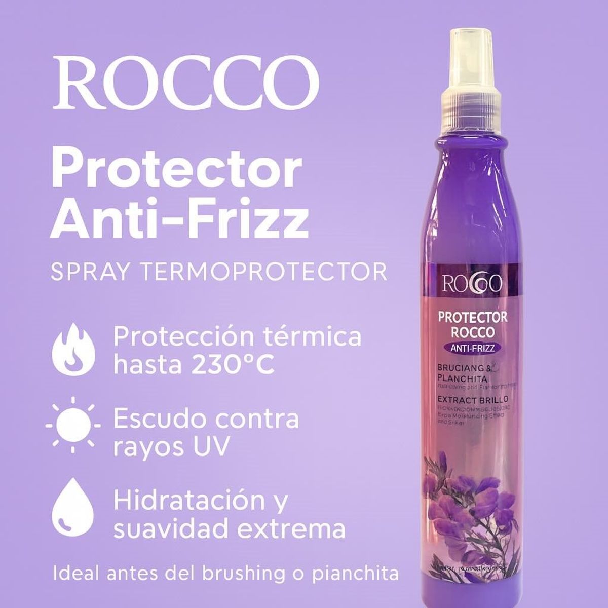 GENERICO - Protector Térmico Antifrizz 375ml Morado Rocco