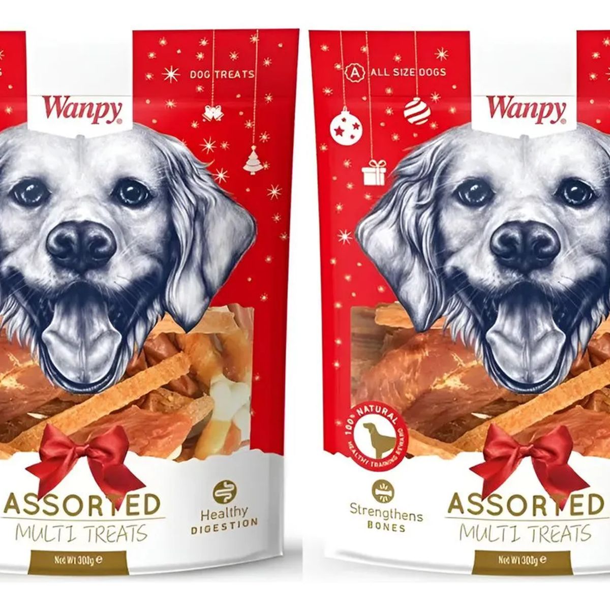 SNAK - X2 Wanpy Snack Para Perros Assorted De Pollo 300g C/u - Rojo