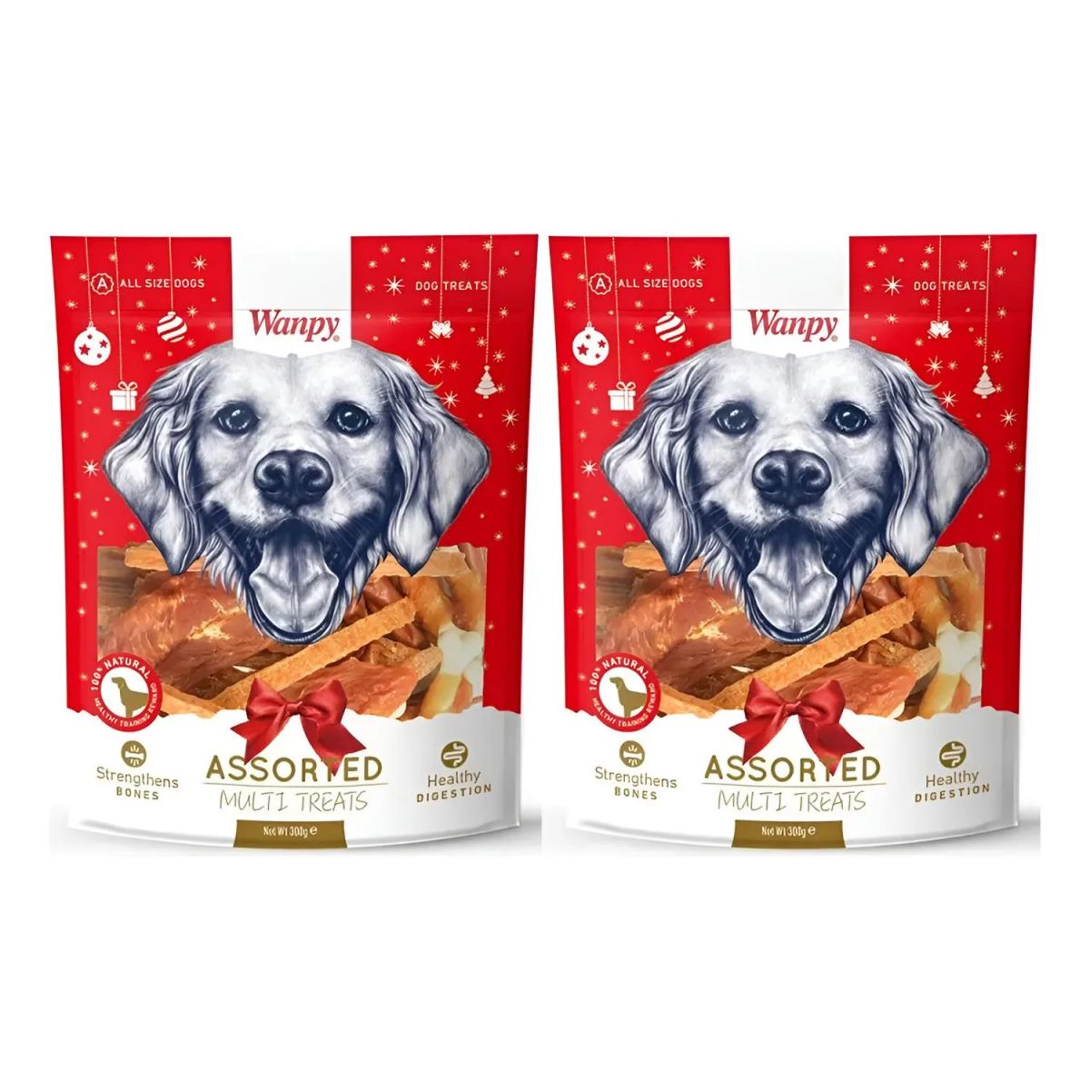 SNAK - X2 Wanpy Snack Para Perros Assorted De Pollo 300g C/u - Rojo