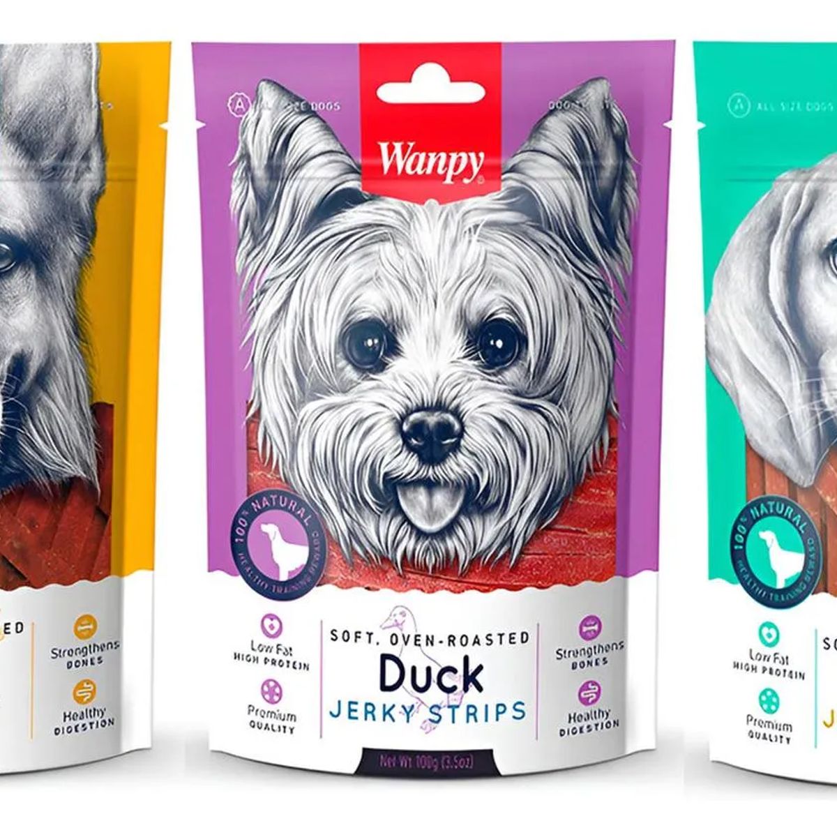 SNAK - X3 Snack 100% Natural Golosinas Para Perros Wanpy 100g C/u - Blanco