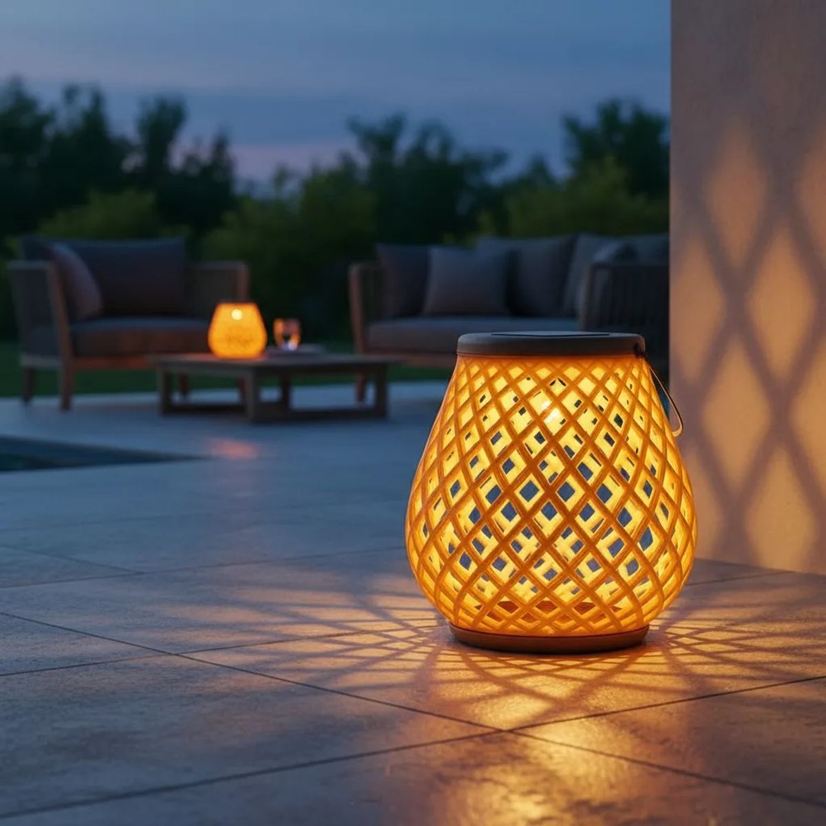 OEM - Pack 2 Lámpara Solar Colgante de Mimbre para Jardín con Luz Cálida