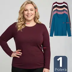 UTILISIMO - Camiseta Polera Polar Primera Capa Manga Larga Colores Surtidos Mujer