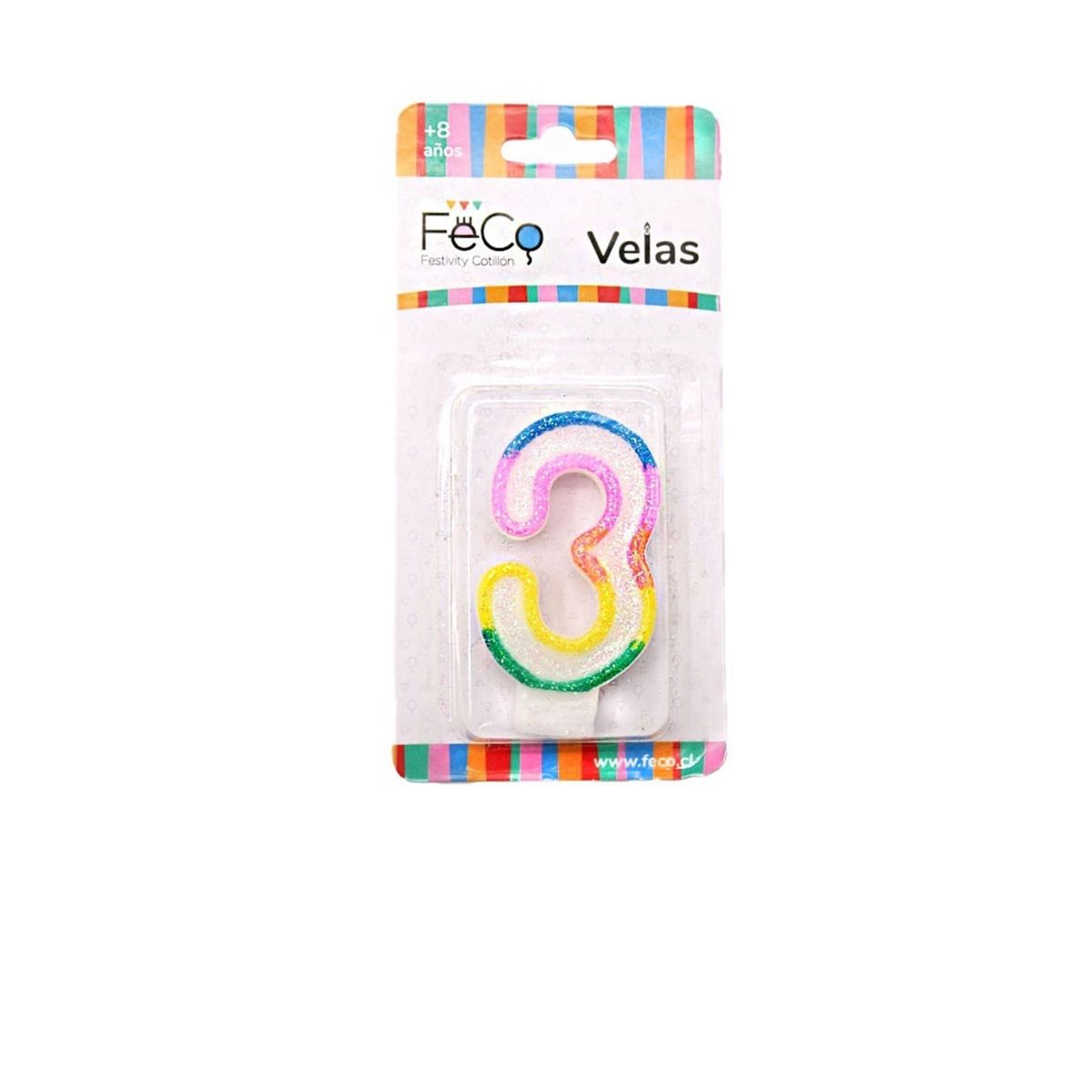 GENERICO - VELA NUMERAL GLITTER 3 X1 UNI