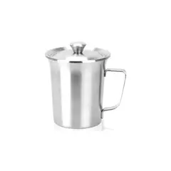 GENERICO - Jarra Para Leche Metalica Con Tapa De Grado Basico De 600 Ml