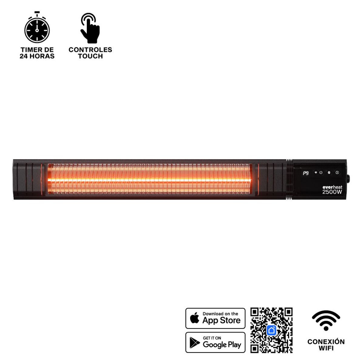 EVERHEAT - Calefactor de Pared Patio WiFi 2500W con Cadena Everheat Kiosclub