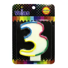 GENERICO - VELA NUMERAL GLITTER GIGANTE N? 3 X1 UNI