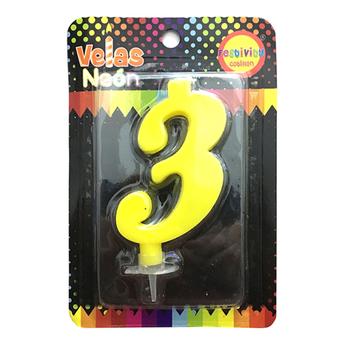 GENERICO - VELA NUMERAL NEON GIGANTE N? 3 X1 UNI