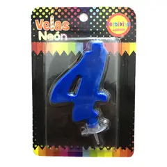 GENERICO - VELA NUMERAL NEON GIGANTE N? 4 X1 UNI