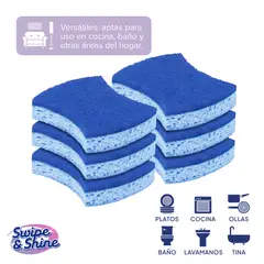 SWIPE AND SHINE - Esponjas Celulosa Multiuso Absorbente Pack 6 Swipe & Shine Kiosclub