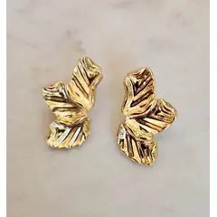 JOYAS VALDES GARCIA - Aros media flor baño oro