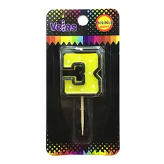 GENERICO - VELA NUMERAL PIXEL POLKA N? 3 X1 UNI