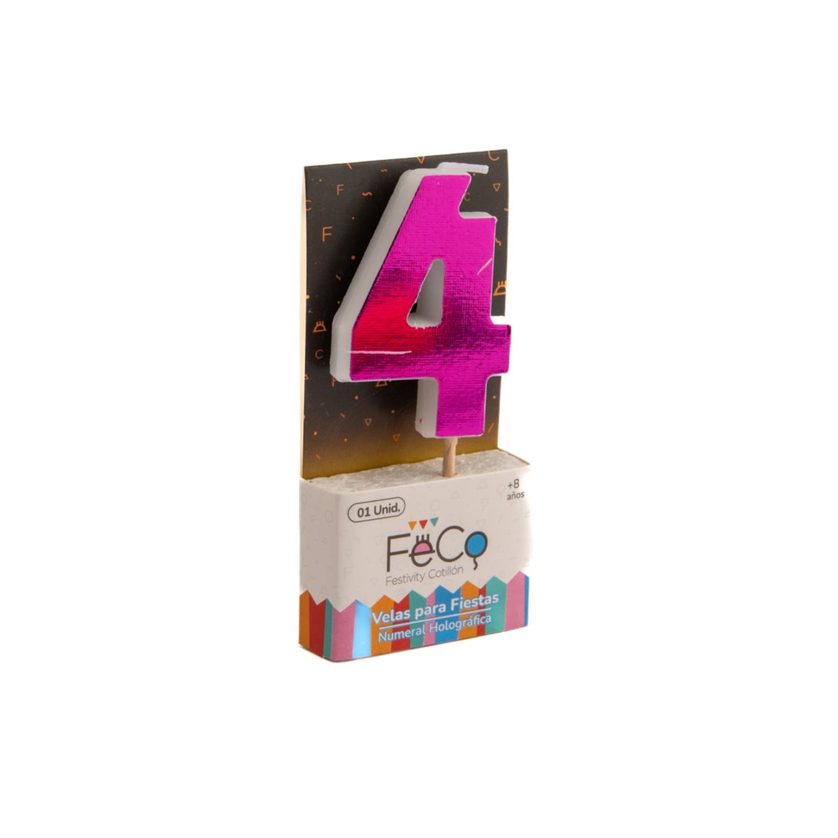GENERICO - VELA NUMERAL HOLO FUCSIA 4