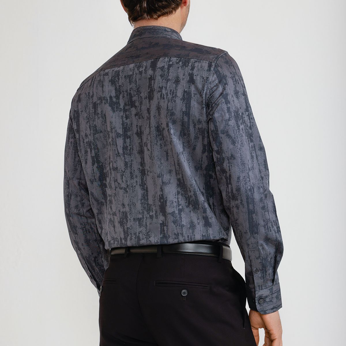 PERRY ELLIS - Camisa Hombre Jacquard Negro Jacquard Shirt
