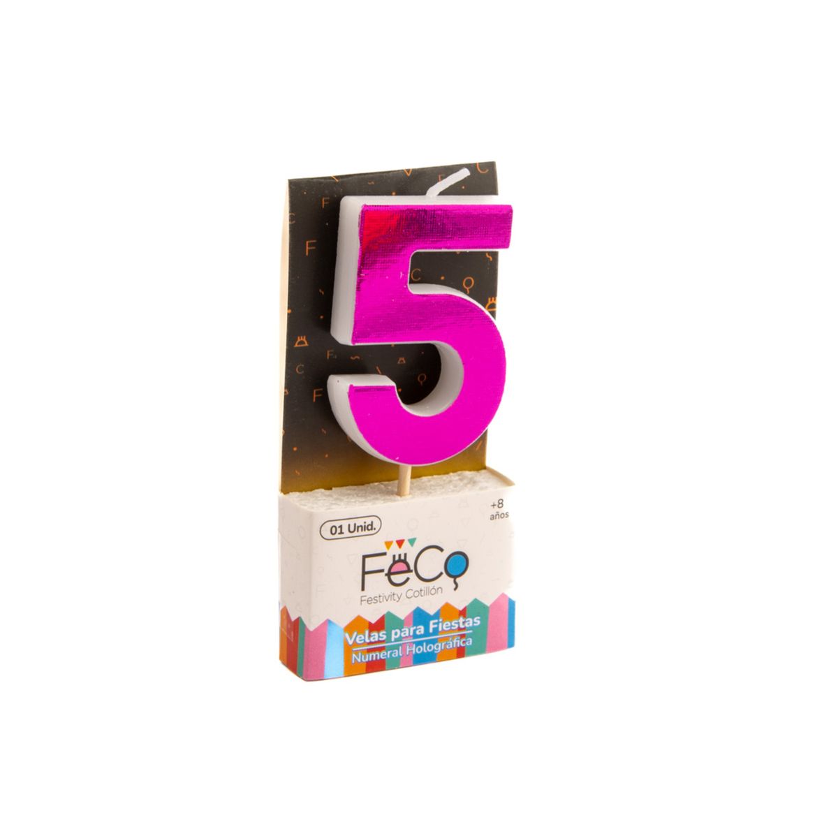 GENERICO - VELA NUMERAL HOLO FUCSIA 5