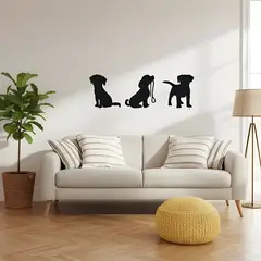 GENERICO - Cuadro decorativo perros MDF Negro