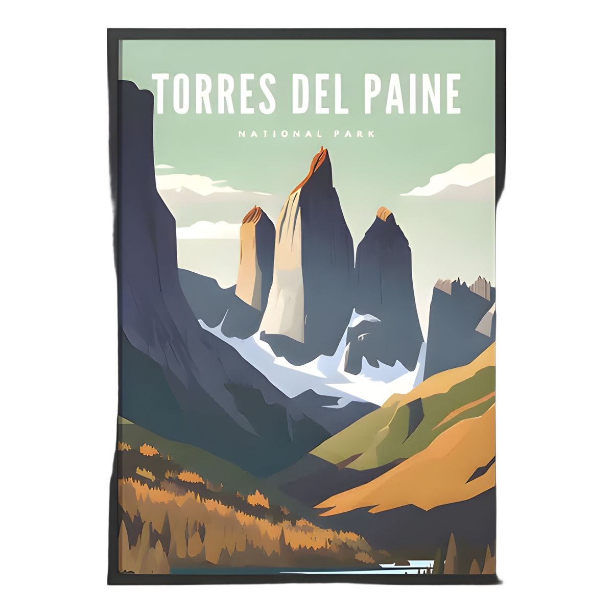 GENERICO - Cuadro Poster Torres Del Paine Chile 40x50 Cm Negro