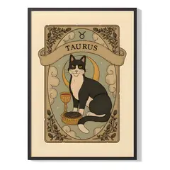 GENERICO - Cuadro Poster Zodiaco Felino Tauro 20x30 Cm Negro
