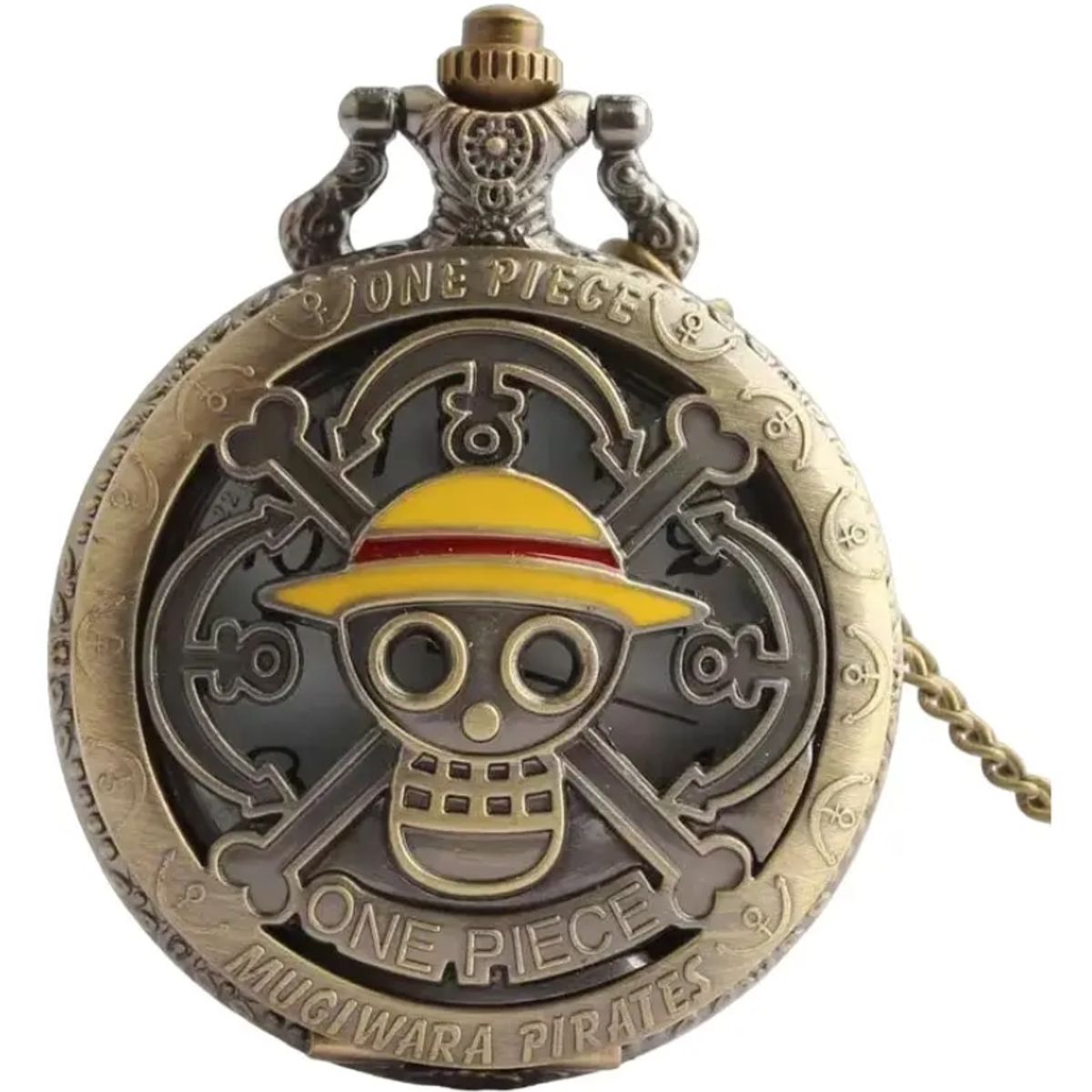 GENERICO - Reloj De Bolsillo One Piece Con Cadena Collar Anime Luffy