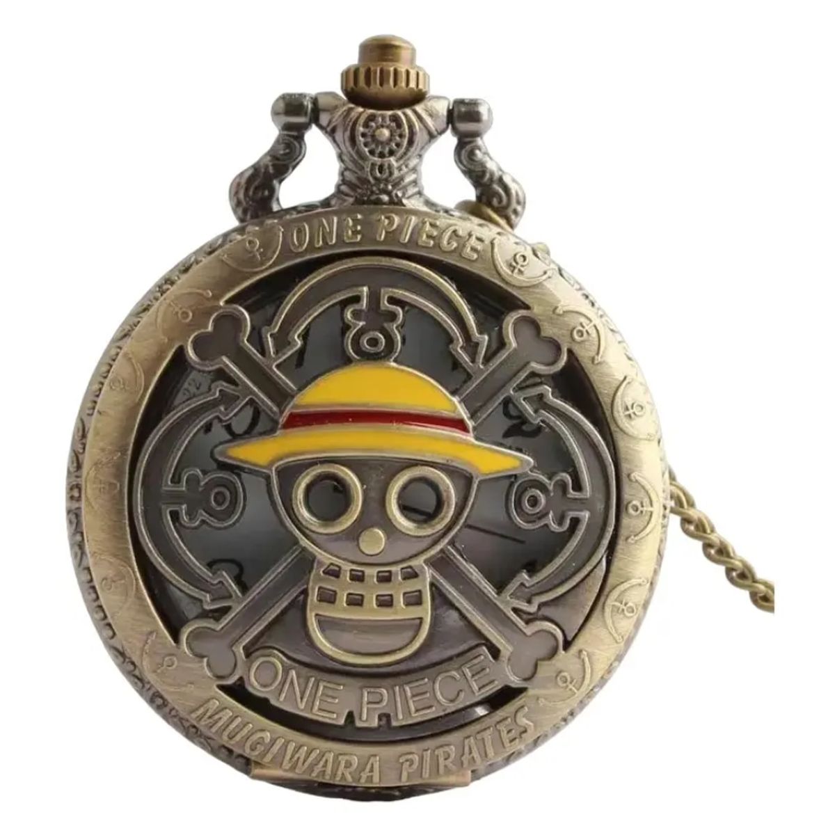 GENERICO - Reloj De Bolsillo One Piece Con Cadena Collar Anime Luffy