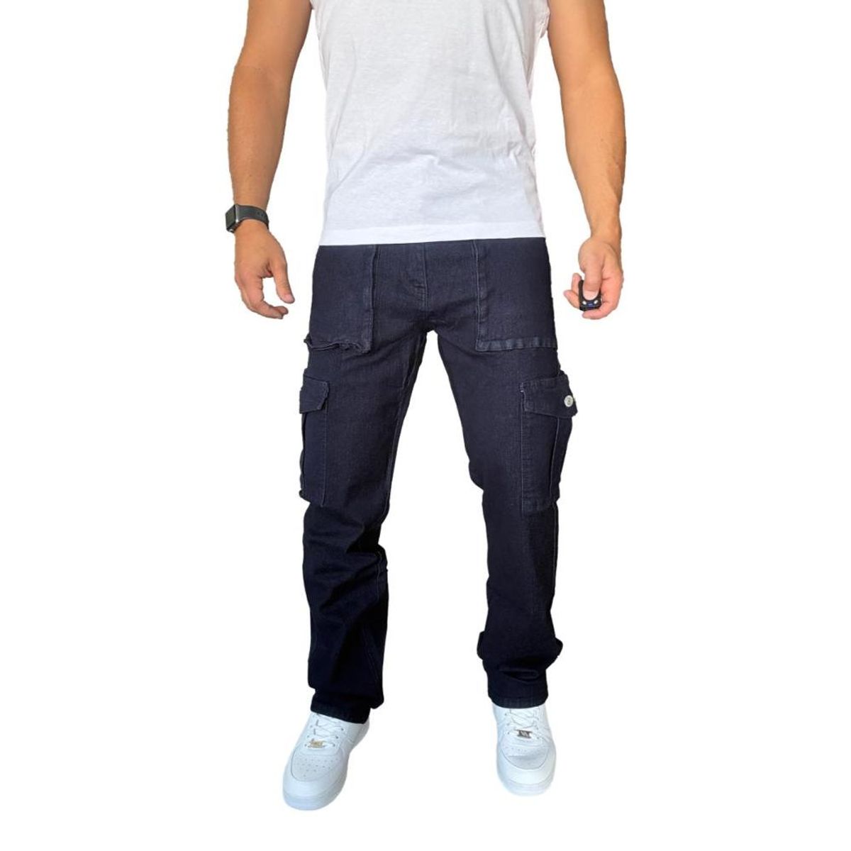 MOSAICO - Jeans Cargo Elasticado Straight Fit Recto