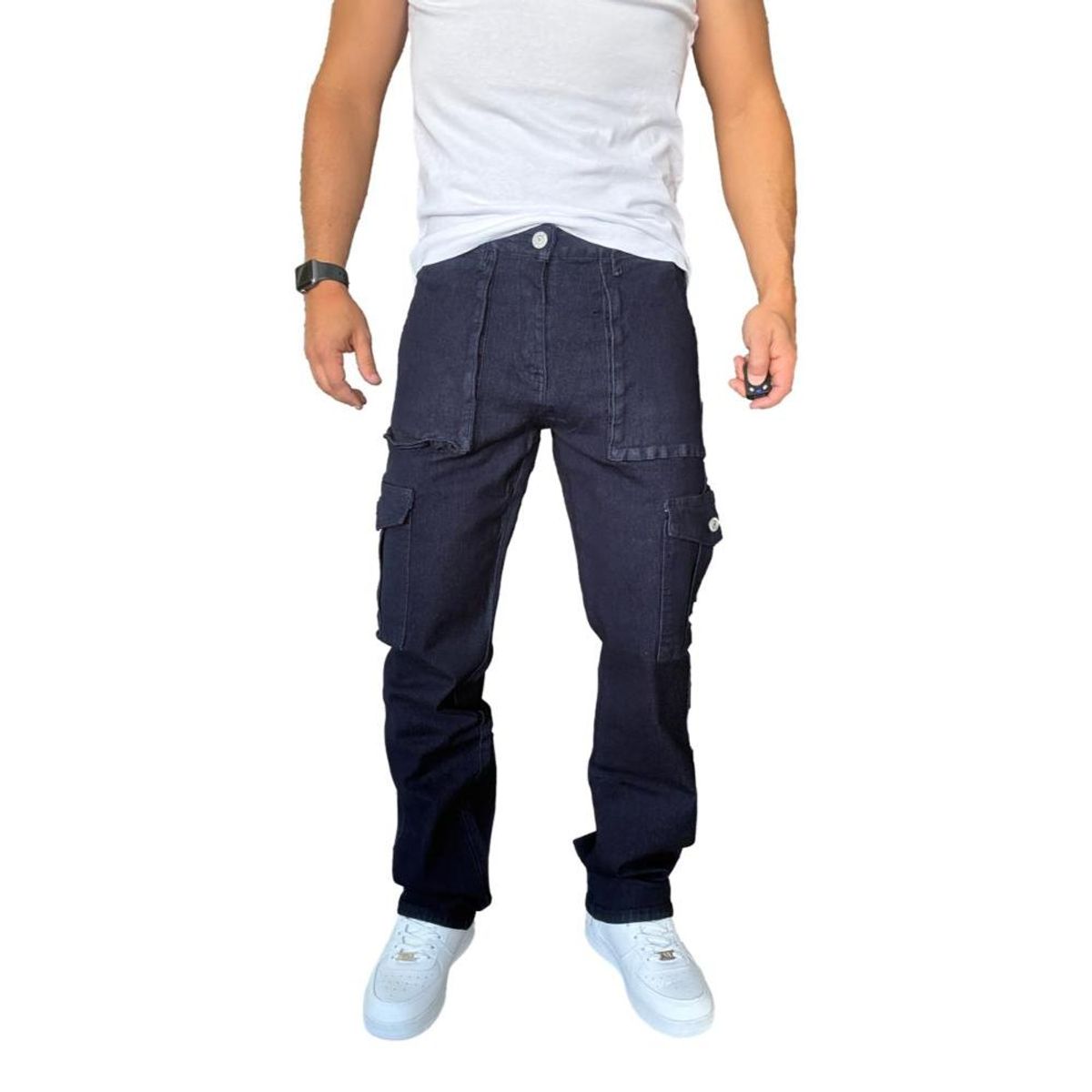 MOSAICO - Jeans Cargo Elasticado Straight Fit Recto