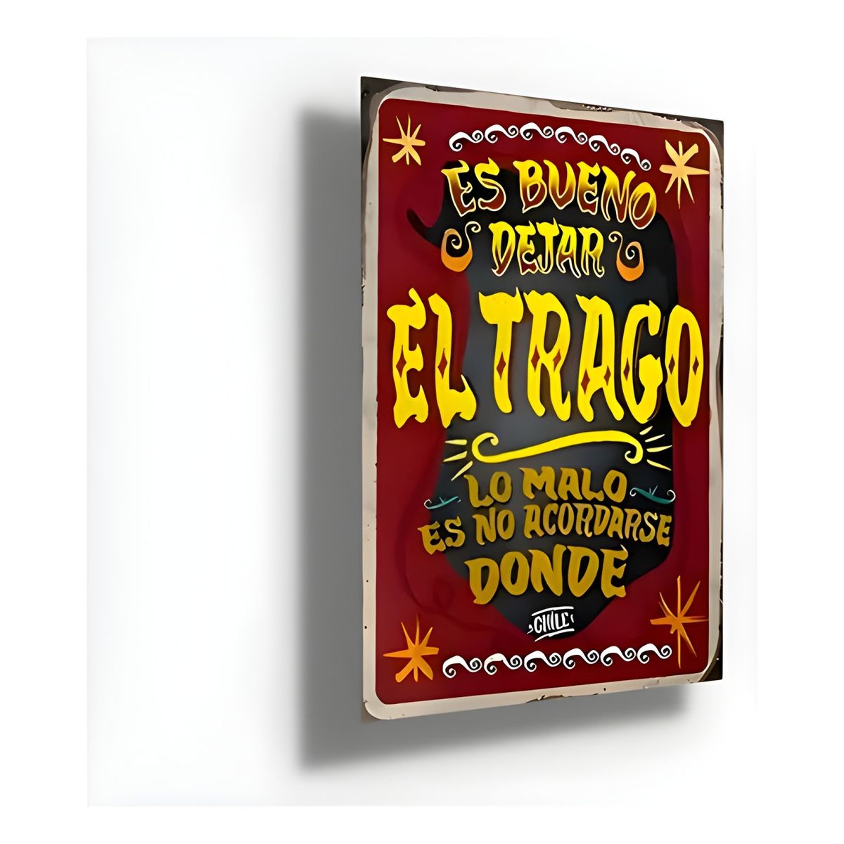 GENERICO - Cartel Metálico Frase Dejar El Trago Chico Blanco