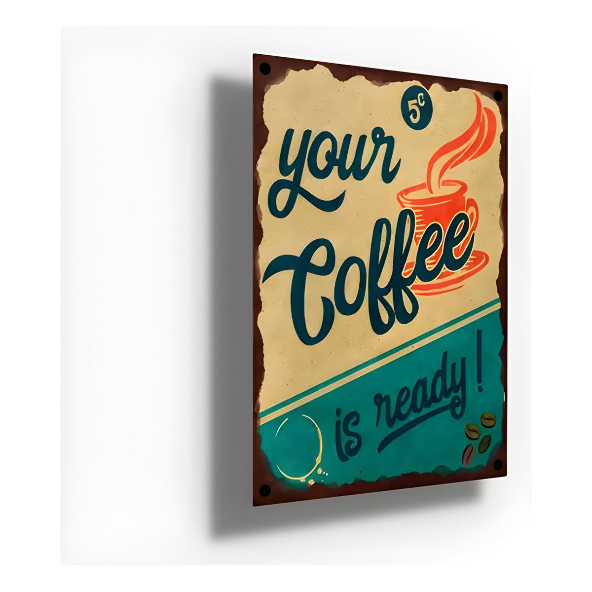 GENERICO - Cartel Metálico Cafetería Coffee Blanco