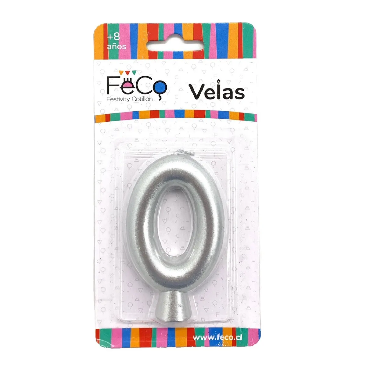 GENERICO - VELA NUMERAL PLATEADO 0 X1 UNI