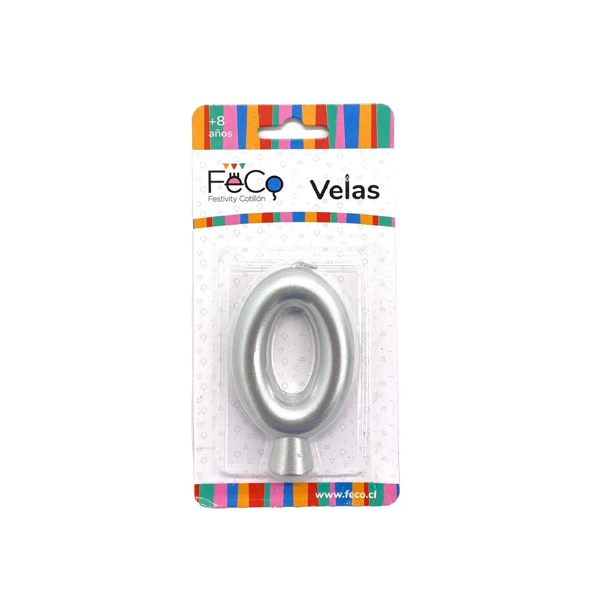GENERICO - VELA NUMERAL PLATEADO 0 X1 UNI