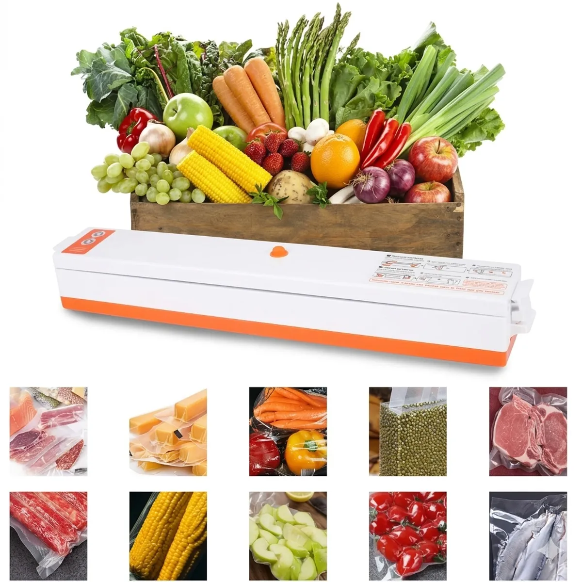 GENERICO - Selladora al Vacio de Alimentos 70w + 10 Bolsas