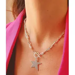 JOYAS VALDES GARCIA - Collar eslabones con estrella baño plata