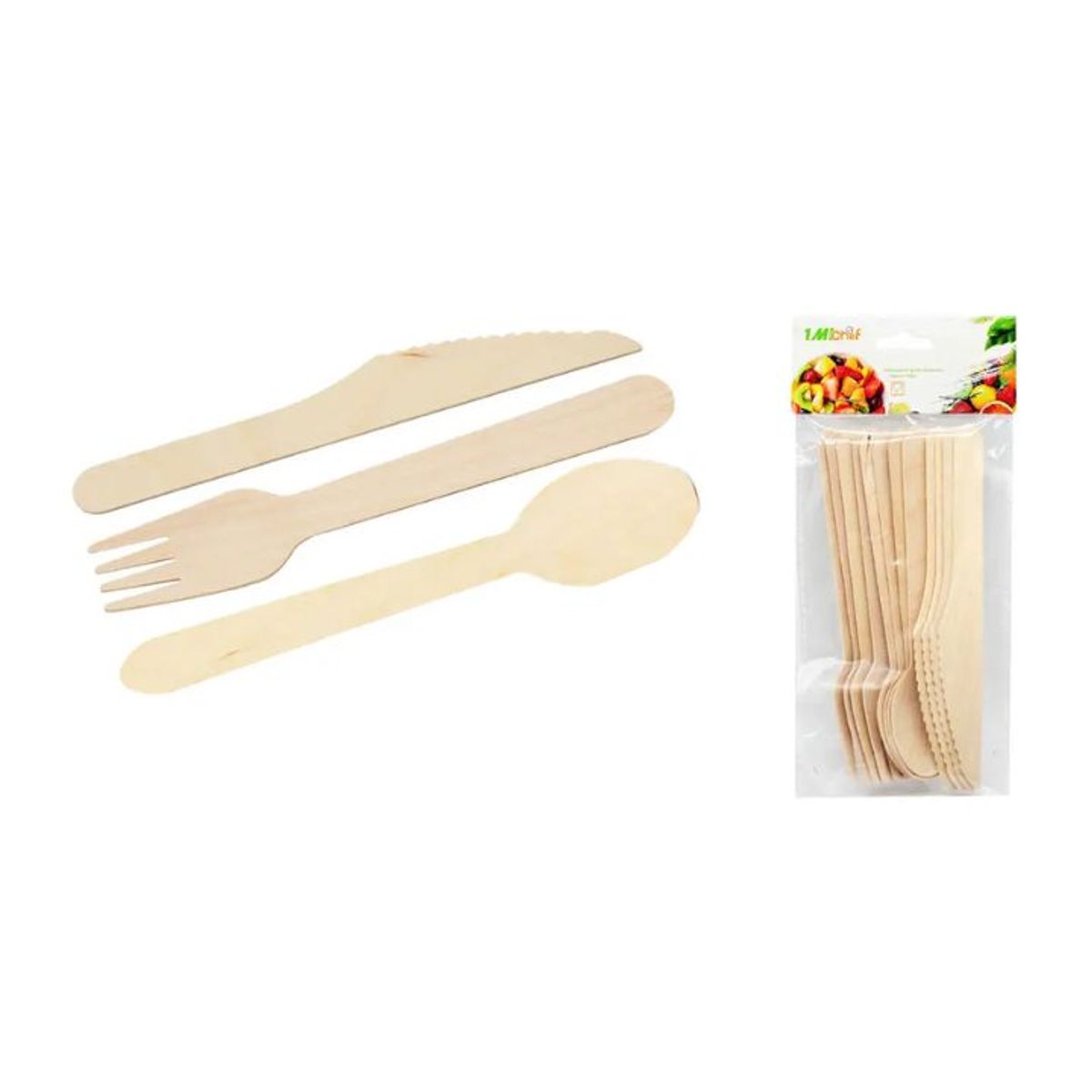GENERICO - Set de 12 Cubiertos de Bambú 16 cm