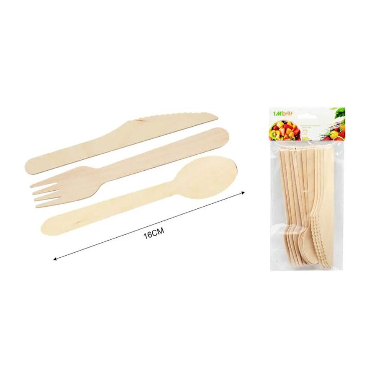 GENERICO - Set de 12 Cubiertos de Bambú 16 cm
