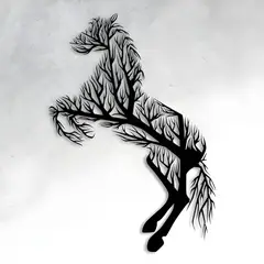 GENERICO - Cuadro caballo decorativo con ramas