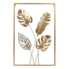 GENERICO - Cuadro decorativo hojas estilo metal 60x40 cm
