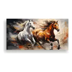GENERICO - Cuadro caballos abstractos 60x30 cm