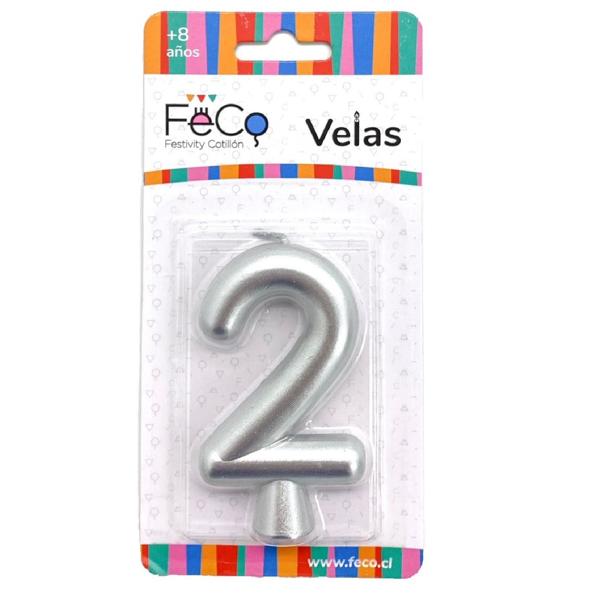 GENERICO - VELA NUMERAL PLATEADO 2 X1 UNI