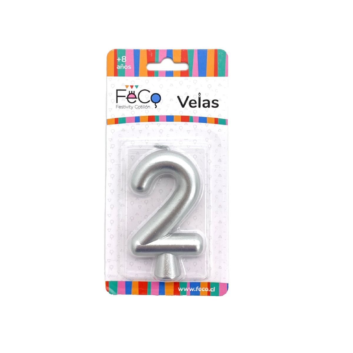 GENERICO - VELA NUMERAL PLATEADO 2 X1 UNI